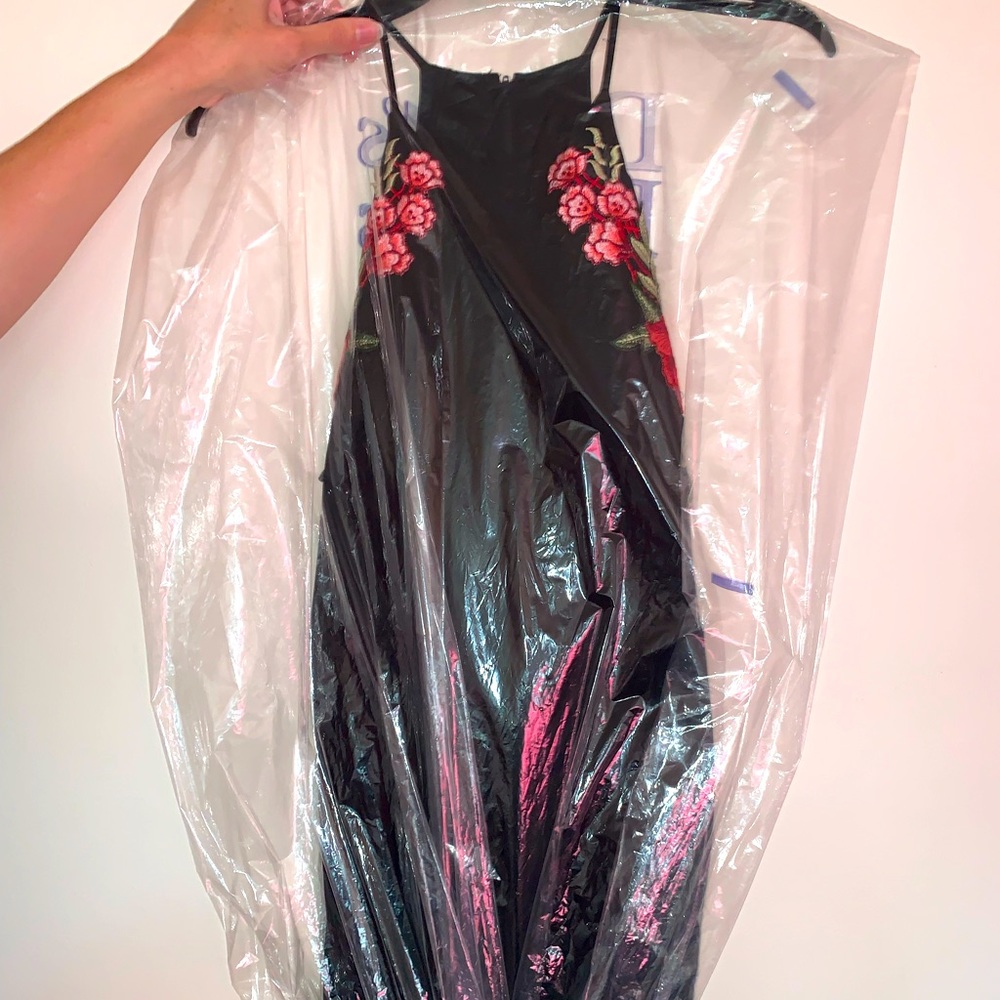 Semi-Formal Black Dress with Flower Accents